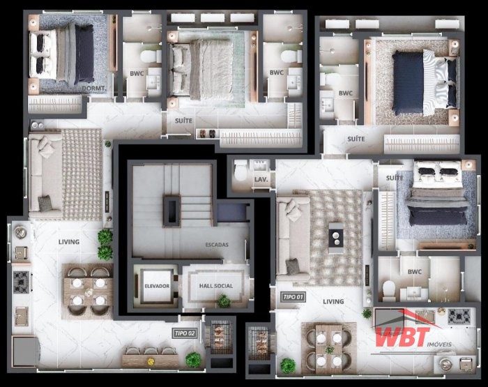 APTO COM 02 DORMS. APROX. 300M MAR, MOBILIADO!!!